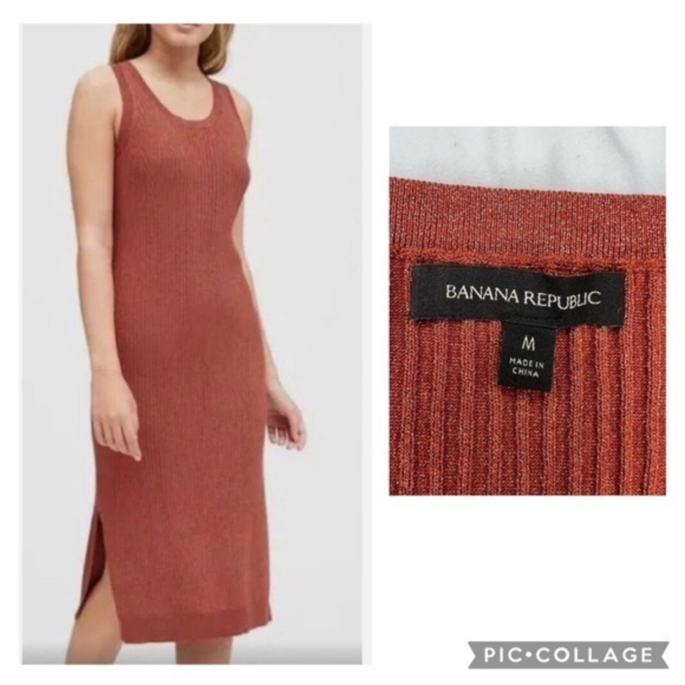 Banana Republic Metallic Sleevesless Scoop-neck Sweater Dress size M
